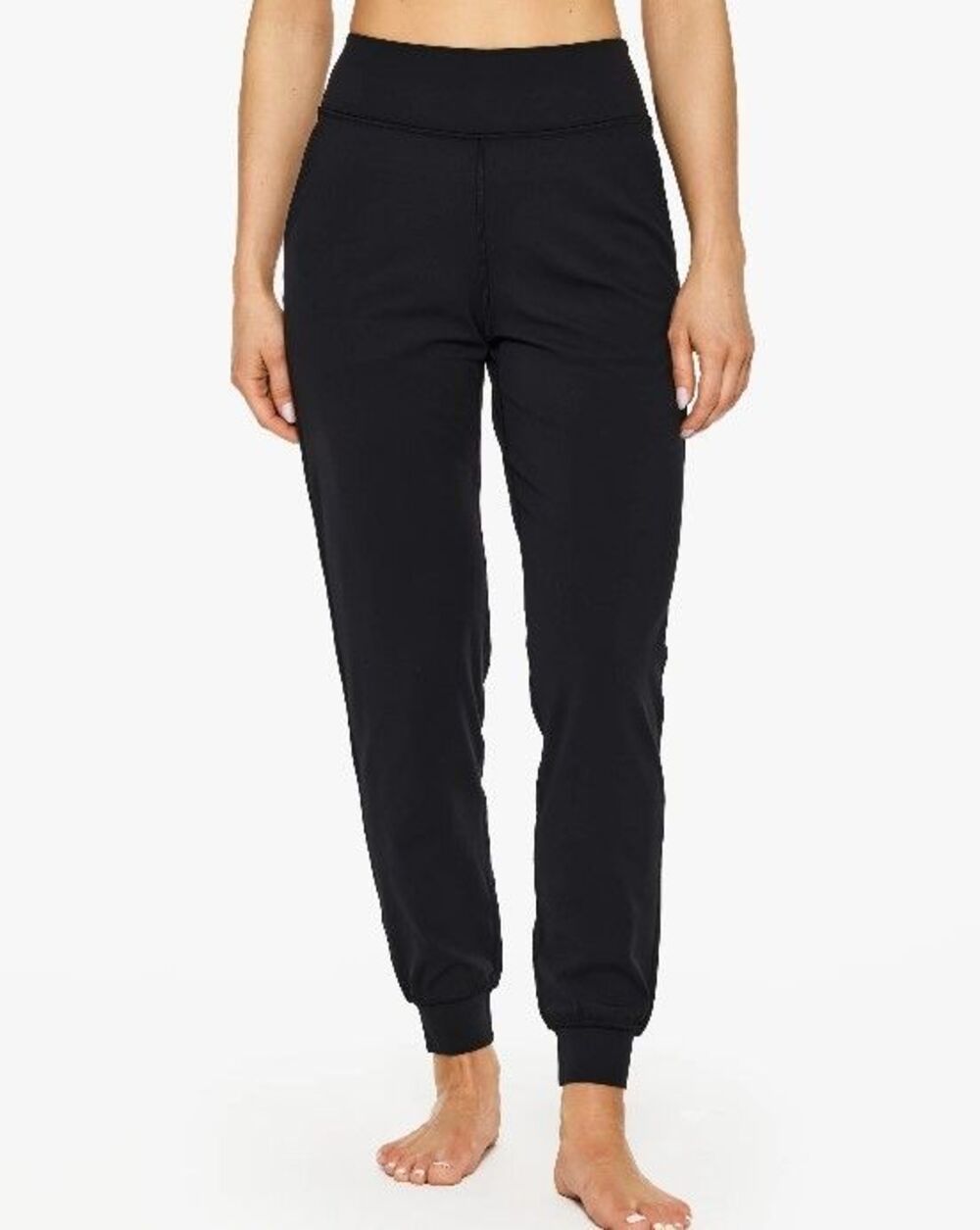 Lululemon Black Scuba High Rise Knit Jogger Pants Size 4  Flat Lay Measurements